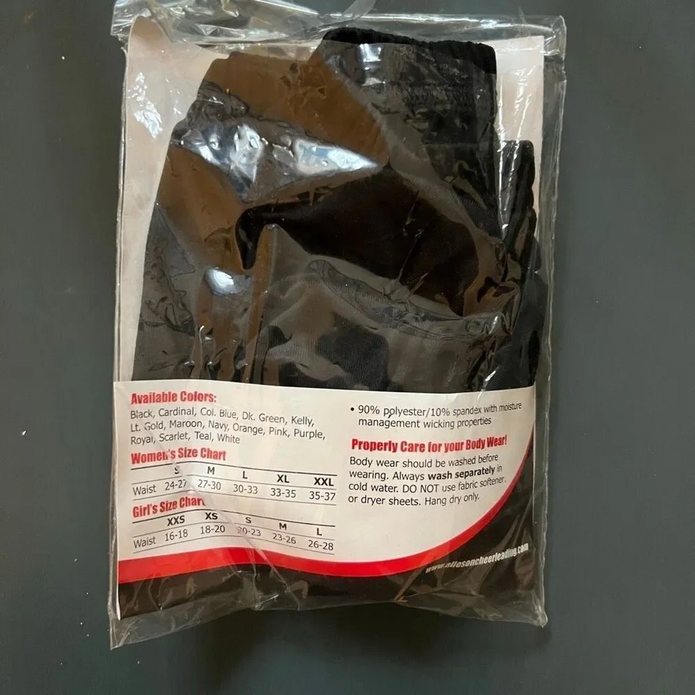 Alleson Cheerleading, Solid Black Athletic Brief Cheer Bloomers, Women’s Medium - Picture 4 of 5